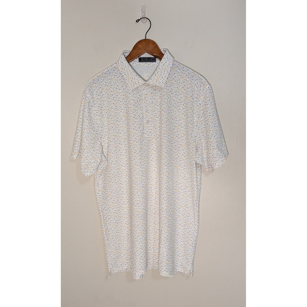 G/FORE Mens Golf SS Polo Shirt XXL White Micro Floral Print Preppy Classic